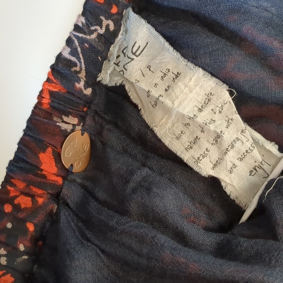 Free People Tattered Handkerchief Asymmetric Print Skirt S - Picture 9 of 14